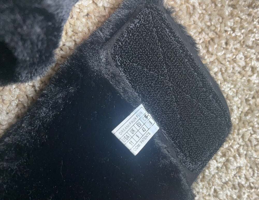 Vionic Dream Black Faux Fur Open-Toe Adjustable Slipper Slides - Picture 5 of 6